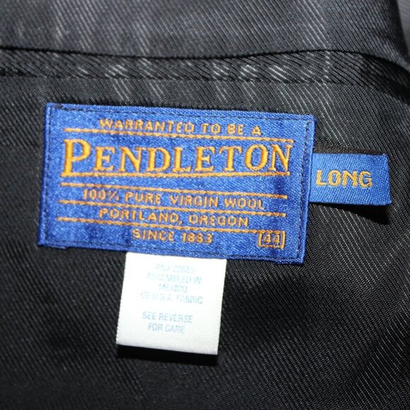 Pendleton Mens Navy Herringbone Wool Sport Coat Jacket Size 44Long - Picture 7 of 12